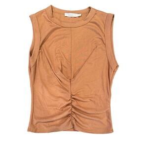 Lush Women's Camel Brown Front Twist Sleeveless Casual Top XS NWT